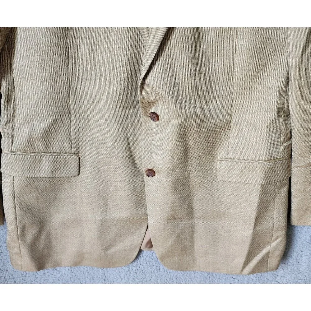 Lauren Ralph Lauren Beige 2‎ Button Blazer Suit Jacket Size 46 L Silk Wool Blend